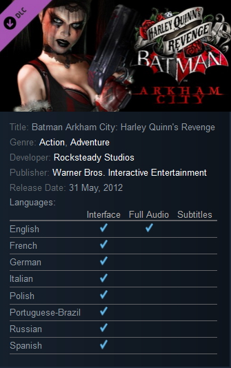 Batman Arkham CityBatman: Arkham K: Harley Quinn's Revenge Steam - Click Image to Close